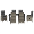 Afuera Living 7 Piece Poly Rattan Garden Dining Set with Cushions in Gray
