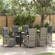 Afuera Living 7 Piece Poly Rattan Garden Dining Set with Cushions in Gray