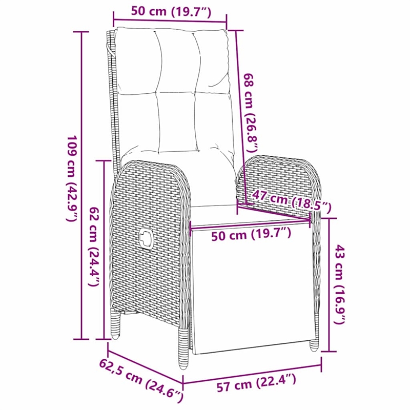 Afuera Living 7 Piece Poly Rattan Garden Dining Set with Cushions in Gray