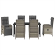 Afuera Living 7 Piece Poly Rattan Garden Dining Set with Cushions in Gray