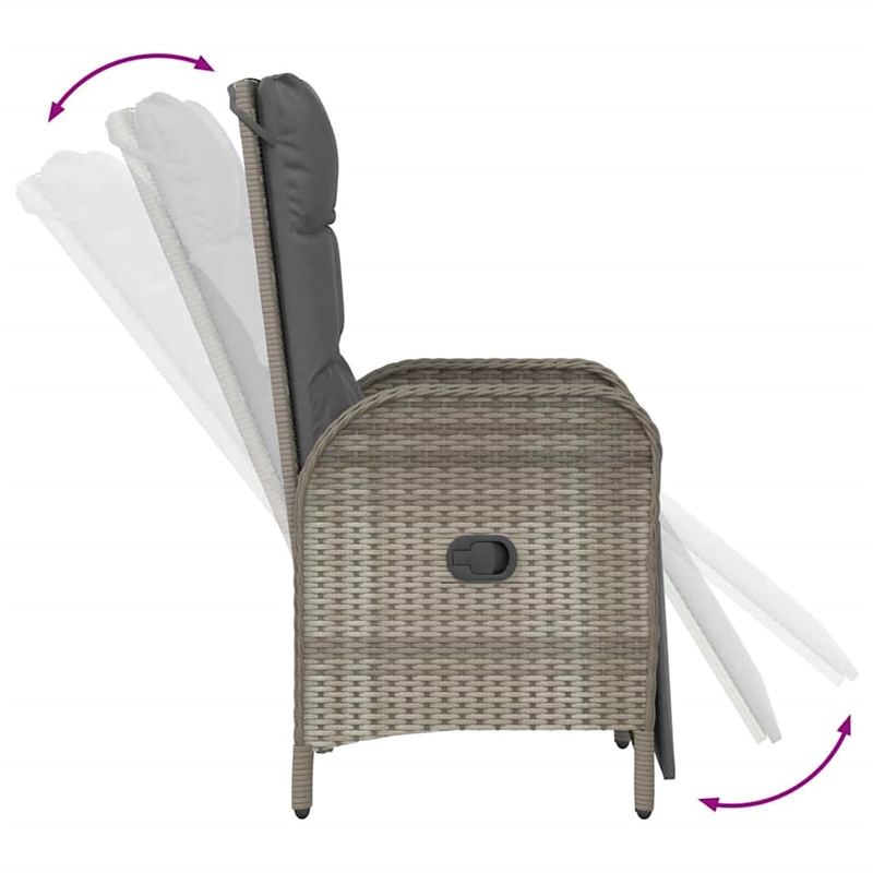 Afuera Living 7 Piece Poly Rattan Garden Dining Set with Cushions in Gray