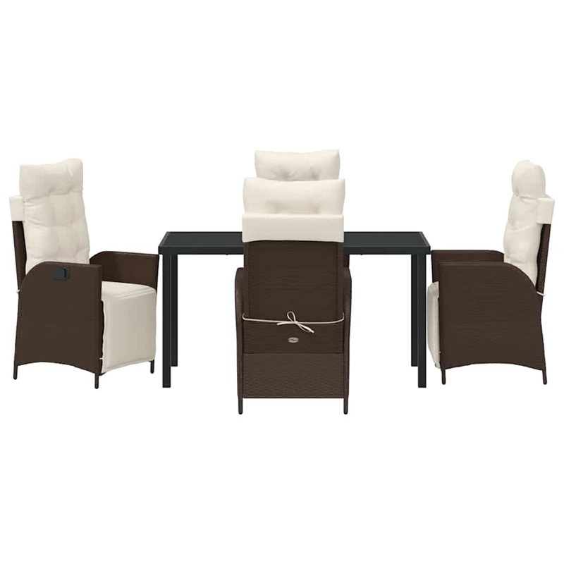 Afuera Living 5 Piece Poly Rattan Garden Dining Set with Cushions in Brown