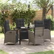 Afuera Living 5 Piece Poly Rattan Garden Dining Set with Cushions in Gray