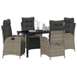 Afuera Living 5 Piece Poly Rattan Garden Dining Set with Cushions in Gray