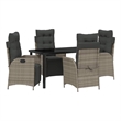 Afuera Living 5 Piece Poly Rattan Garden Dining Set with Cushions in Gray