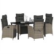 Afuera Living 5 Piece Poly Rattan Garden Dining Set with Cushions in Gray