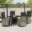 Afuera Living 5 Piece Poly Rattan Garden Dining Set with Cushions in Gray