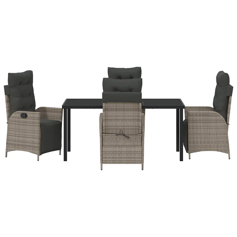 Afuera Living 5 Piece Poly Rattan Garden Dining Set with Cushions in Gray