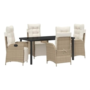 Afuera Living 5 Piece Poly Rattan Garden Dining Set with Cushions in Beige