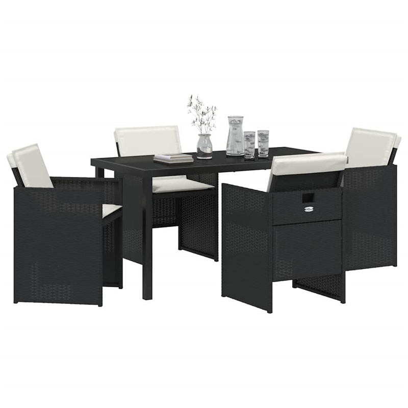 Afuera Living 5 Piece Poly Rattan Garden Dining Set in Black
