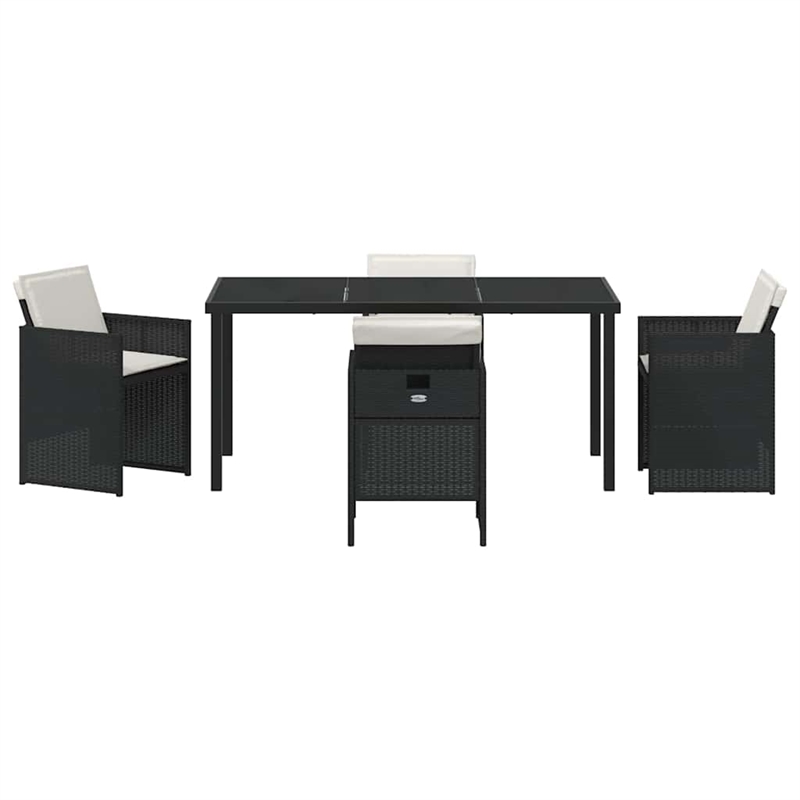 Afuera Living 5 Piece Poly Rattan Garden Dining Set in Black