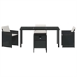 Afuera Living 5 Piece Poly Rattan Garden Dining Set in Black