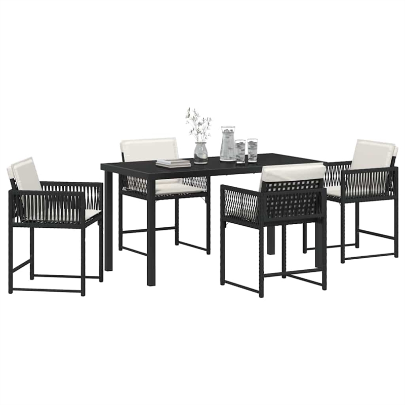 Afuera Living 5 Piece Poly Rattan Garden Dining Set in Black