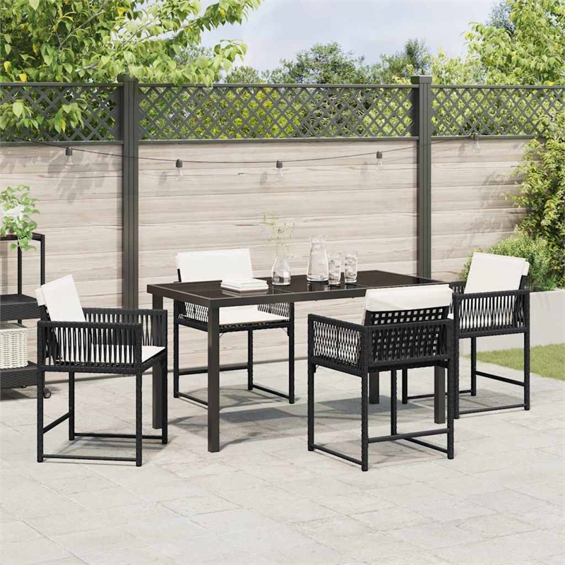 Afuera Living 5 Piece Poly Rattan Garden Dining Set in Black