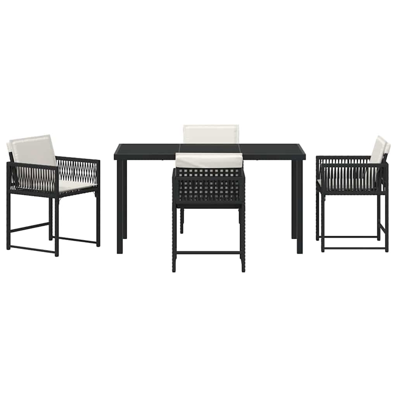 Afuera Living 5 Piece Poly Rattan Garden Dining Set in Black