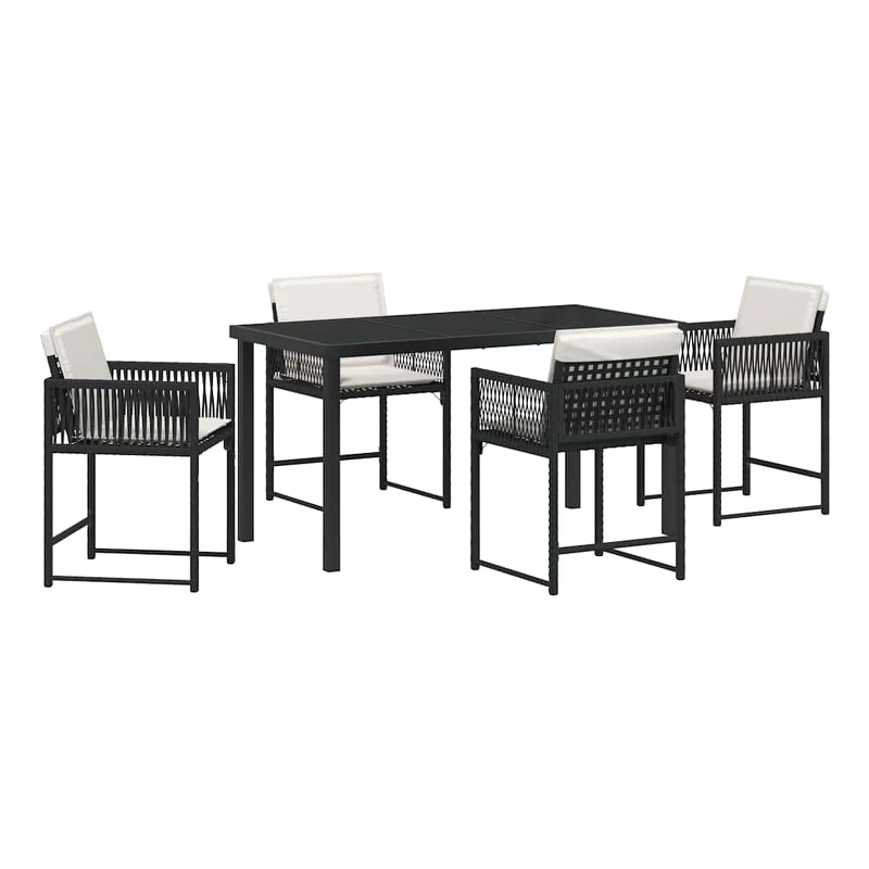 Afuera Living 5 Piece Poly Rattan Garden Dining Set in Black