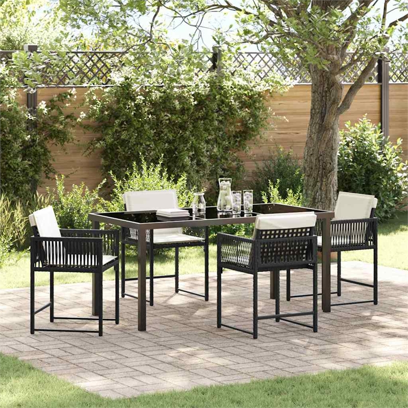 Afuera Living 5 Piece Poly Rattan Garden Dining Set in Black