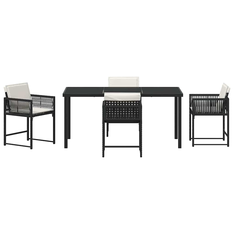 Afuera Living 5 Piece Poly Rattan Garden Dining Set in Black