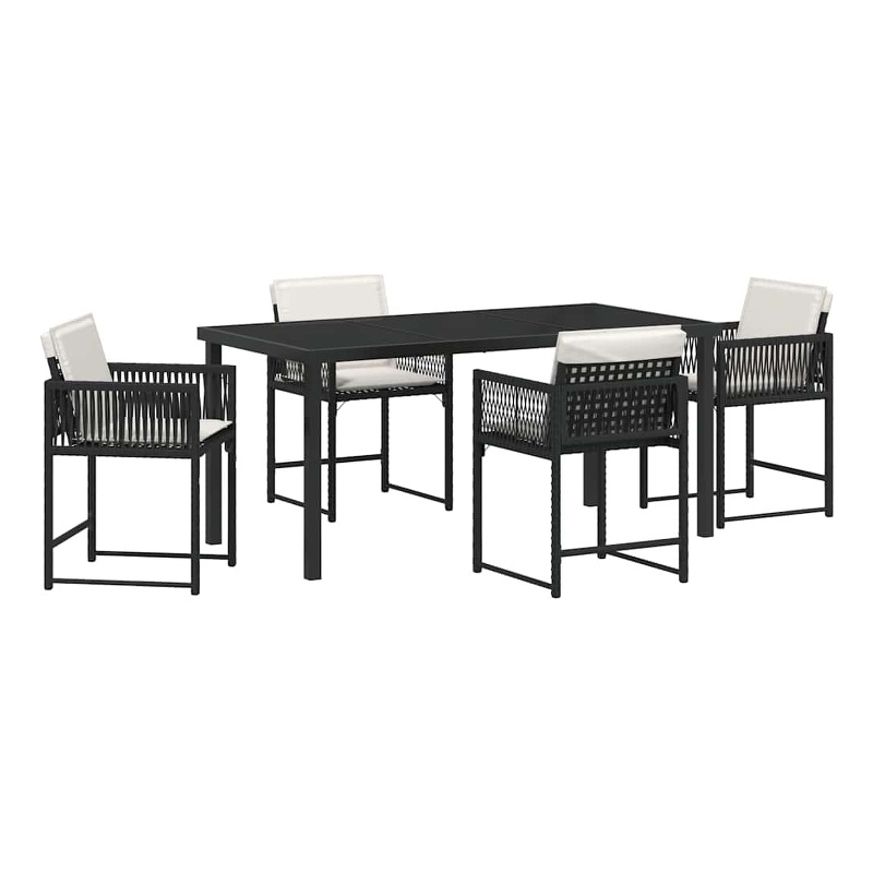 Afuera Living 5 Piece Poly Rattan Garden Dining Set in Black