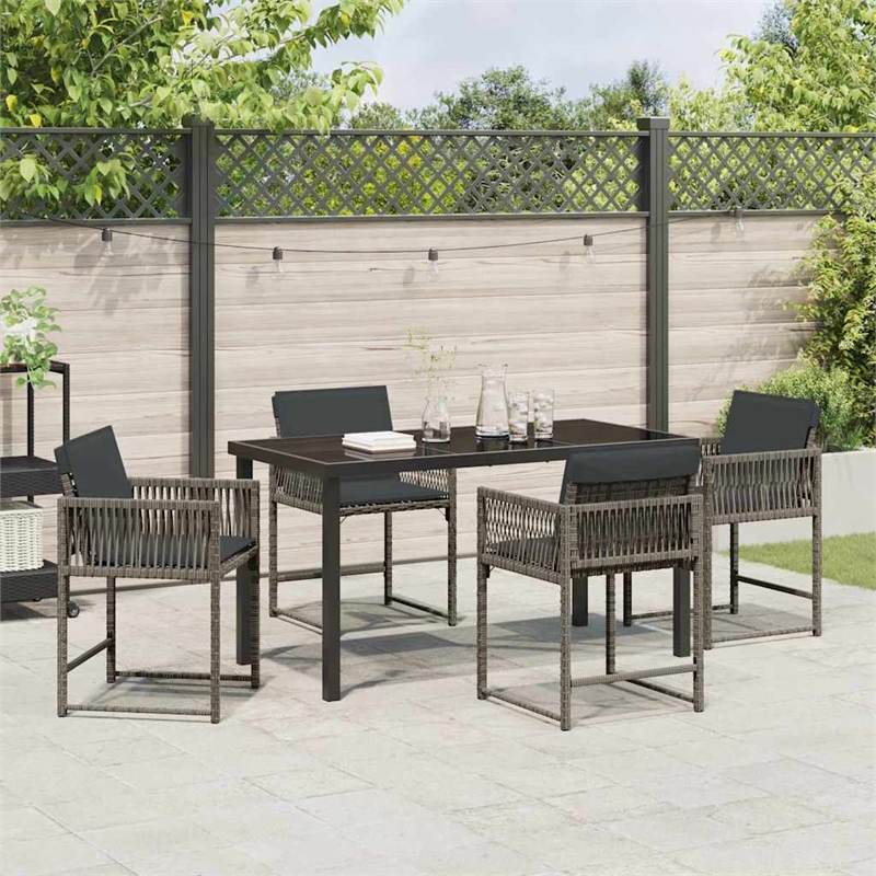 Afuera Living Contemporary 5 Piece Poly Rattan Garden Dining Set in Gray