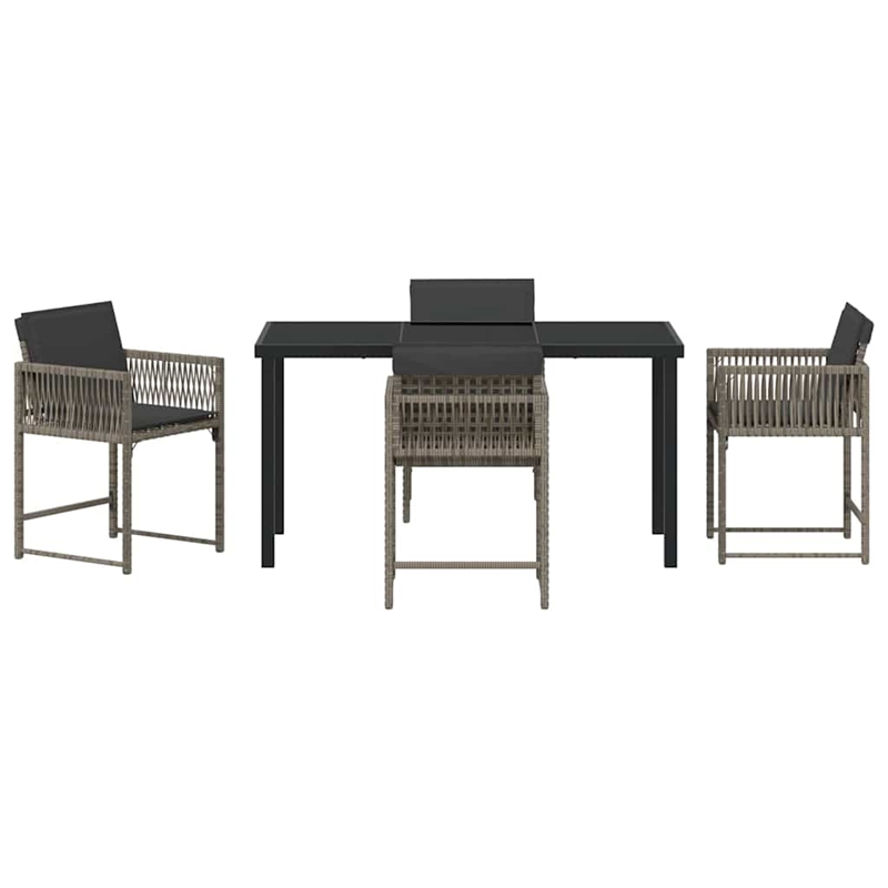 Afuera Living Contemporary 5 Piece Poly Rattan Garden Dining Set in Gray