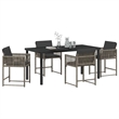 Afuera Living Contemporary 5 Piece Poly Rattan Garden Dining Set in Gray