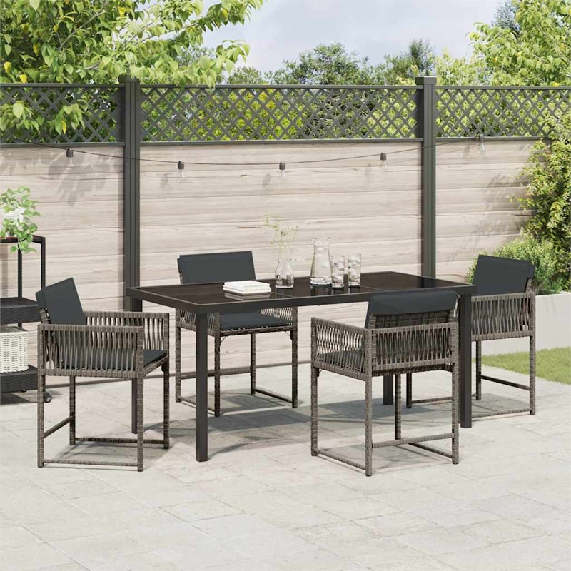 Afuera Living Contemporary 5 Piece Poly Rattan Garden Dining Set in Gray