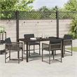 Afuera Living Contemporary 5 Piece Poly Rattan Garden Dining Set in Gray