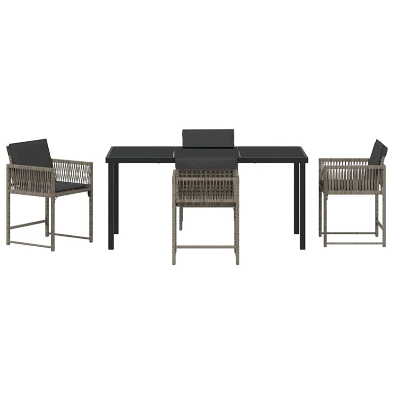 Afuera Living Contemporary 5 Piece Poly Rattan Garden Dining Set in Gray