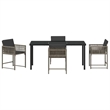 Afuera Living Contemporary 5 Piece Poly Rattan Garden Dining Set in Gray