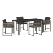 Afuera Living Contemporary 5 Piece Poly Rattan Garden Dining Set in Gray