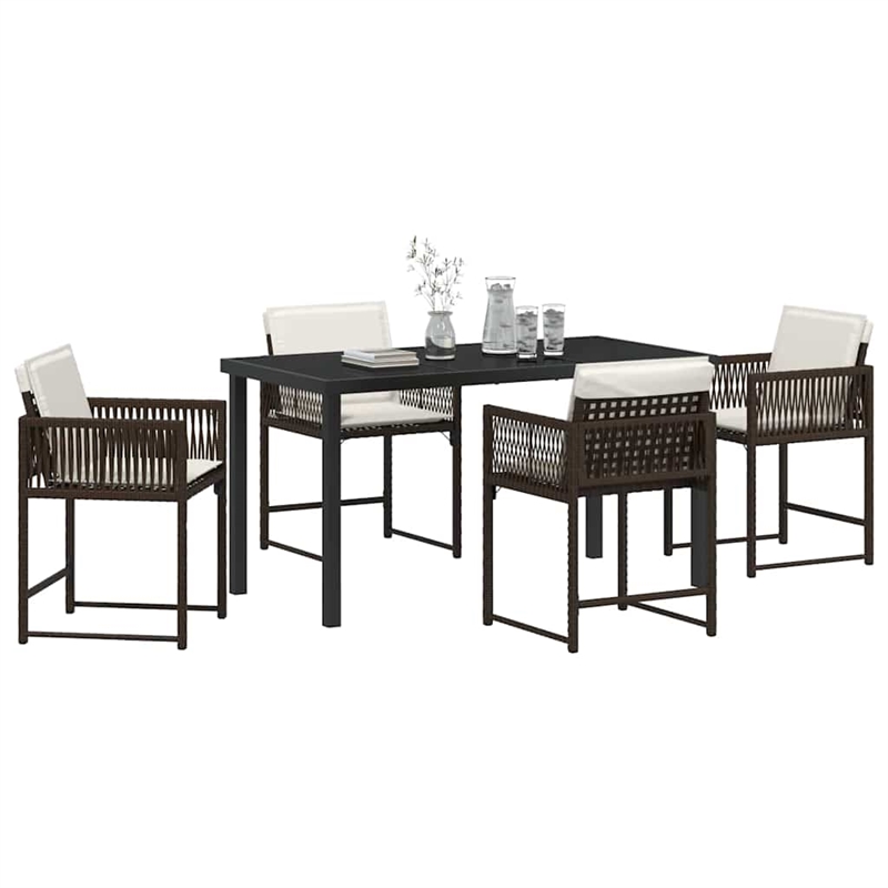 Afuera Living 5 Piece Poly Rattan Garden Dining Set in Brown