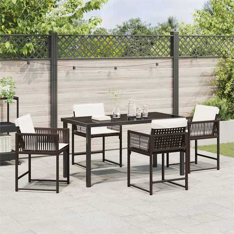 Afuera Living 5 Piece Poly Rattan Garden Dining Set in Brown