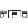 Afuera Living 5 Piece Poly Rattan Garden Dining Set in Brown