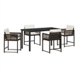 Afuera Living 5 Piece Poly Rattan Garden Dining Set in Brown