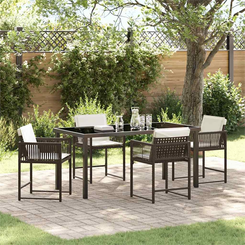 Afuera Living 5 Piece Poly Rattan Garden Dining Set in Brown