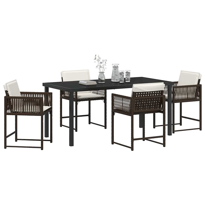 Afuera Living 5 Piece Poly Rattan Garden Dining Set in Brown