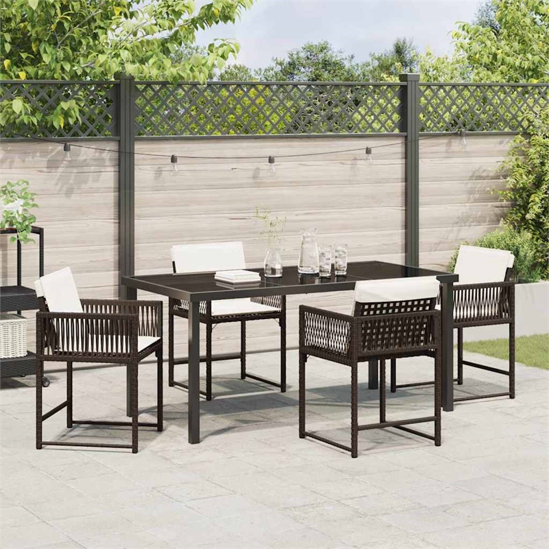 Afuera Living 5 Piece Poly Rattan Garden Dining Set in Brown