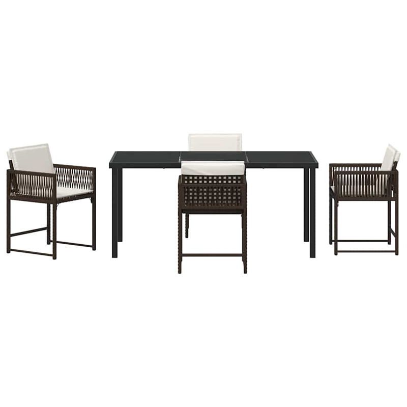 Afuera Living 5 Piece Poly Rattan Garden Dining Set in Brown