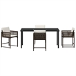 Afuera Living 5 Piece Poly Rattan Garden Dining Set in Brown