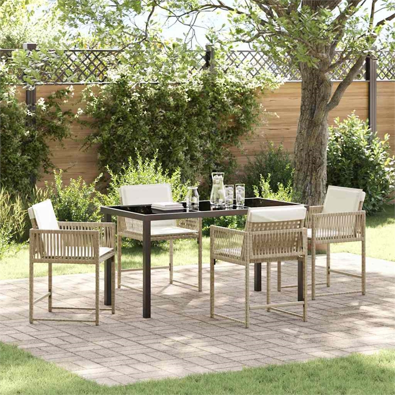 Afuera Living 5 Piece Poly Rattan Garden Dining Set in Beige