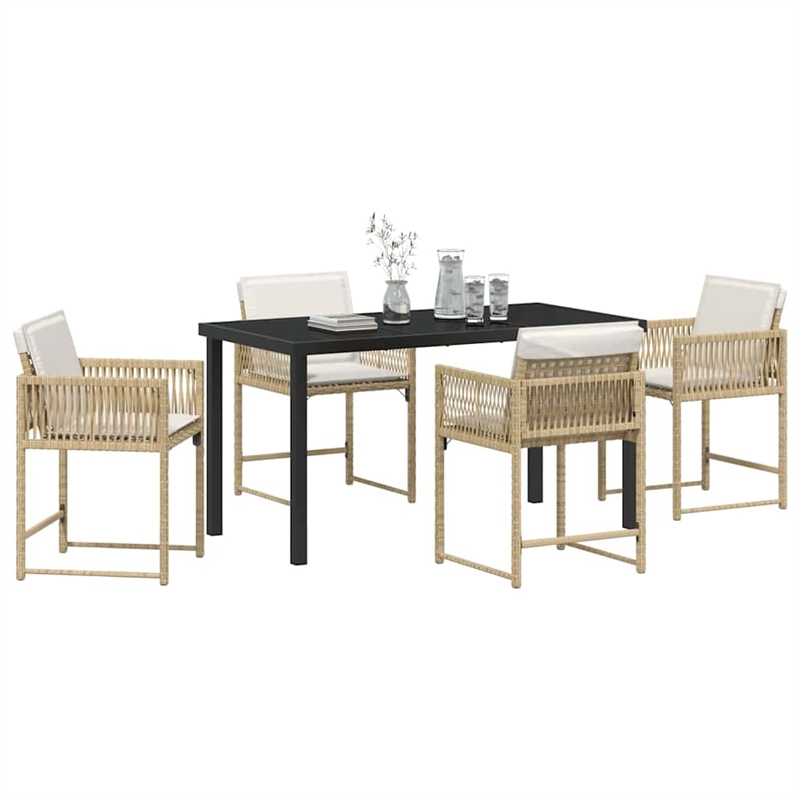 Afuera Living 5 Piece Poly Rattan Garden Dining Set in Beige