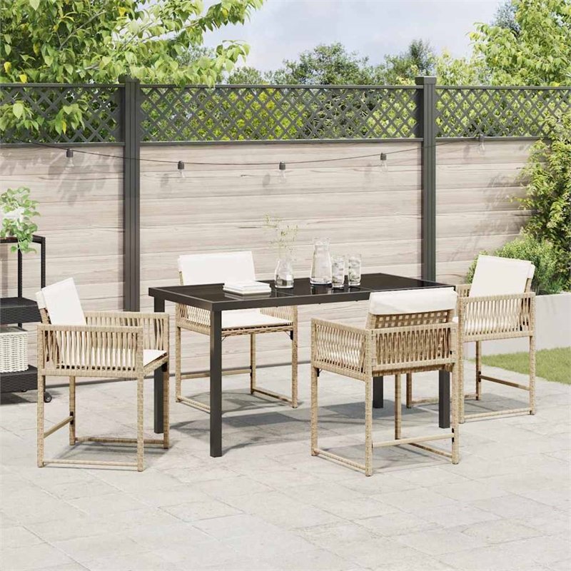 Afuera Living 5 Piece Poly Rattan Garden Dining Set in Beige