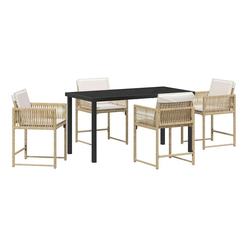 Afuera Living 5 Piece Poly Rattan Garden Dining Set in Beige