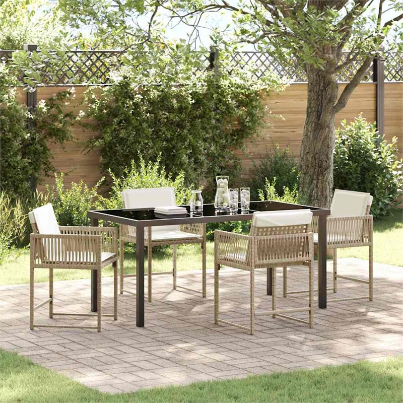 Afuera Living 5 Piece Poly Rattan Garden Dining Set in Beige