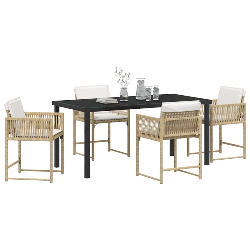 Afuera Living 5 Piece Poly Rattan Garden Dining Set in Beige