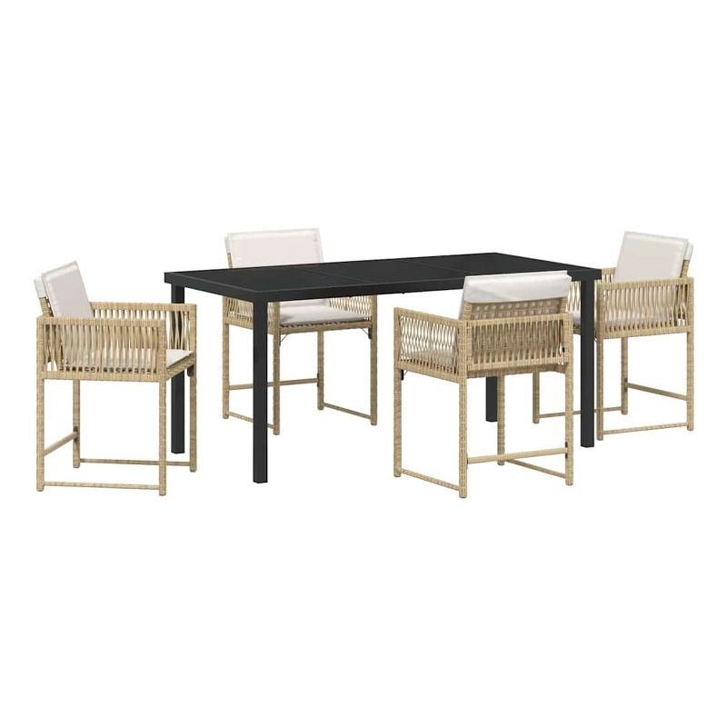 Afuera Living 5 Piece Poly Rattan Garden Dining Set in Beige
