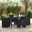 Afuera Living 5 Piece Poly Rattan Garden Dining Set in Black