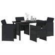 Afuera Living 5 Piece Poly Rattan Garden Dining Set in Black