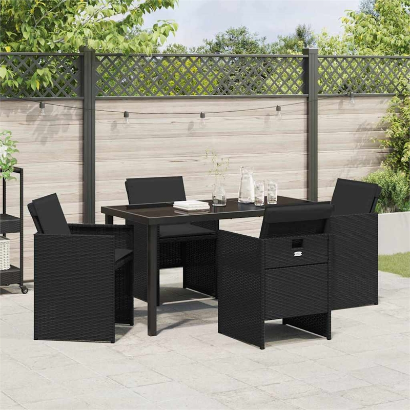 Afuera Living 5 Piece Poly Rattan Garden Dining Set in Black